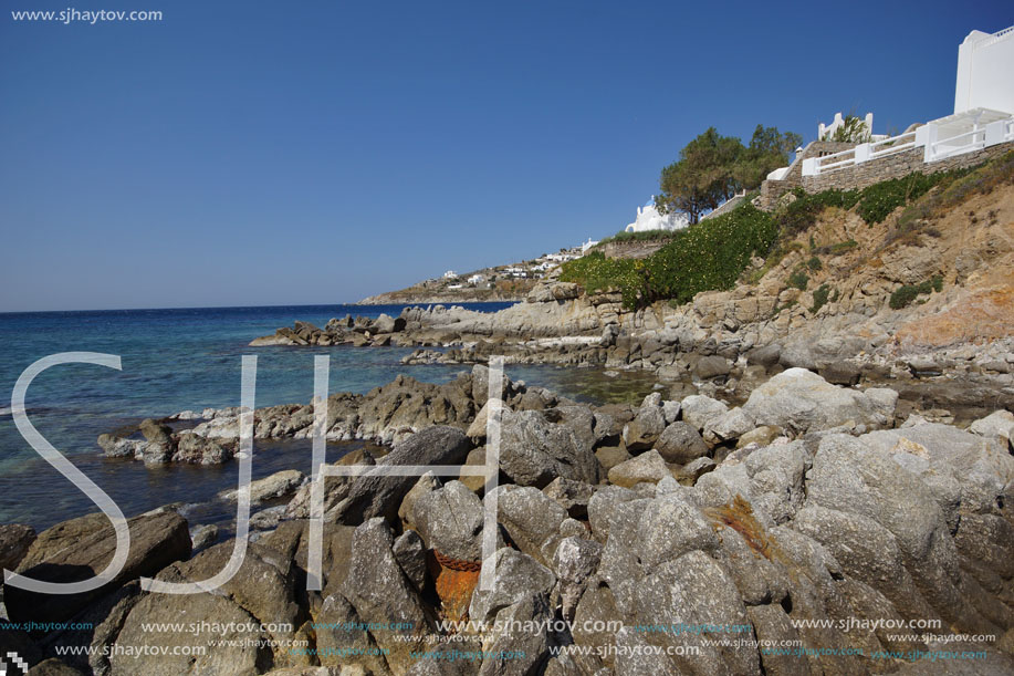 Platis Gialos Beach on the island of Mykonos, Cyclades Islands