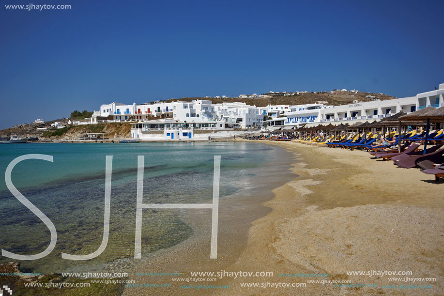 Platis Gialos Beach on the island of Mykonos, Cyclades Islands