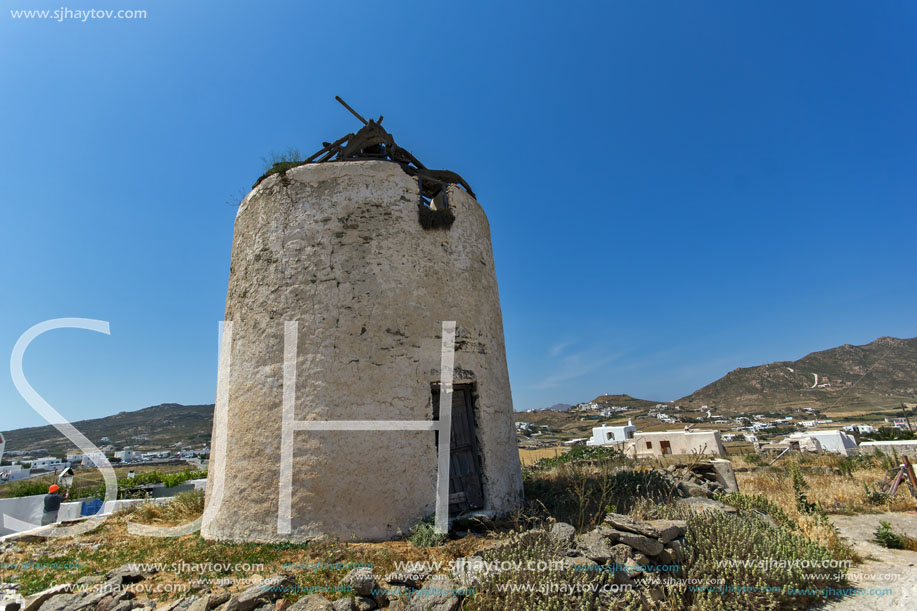 Windmill  in Ano Mera town, island of Mykonos, Cyclades Islands