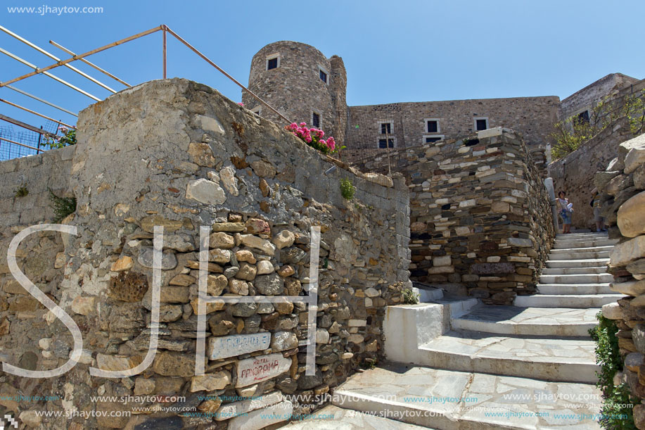The Venetian castle Crispi Tower in Naxos island, Cyclades