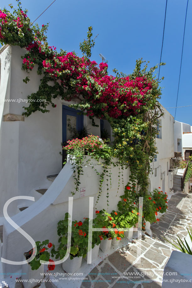 House with flowers in Naxos island, Cyclades