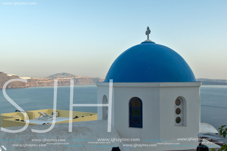 White Church in Town of Oia, Santorini, Tira Island, Cyclades