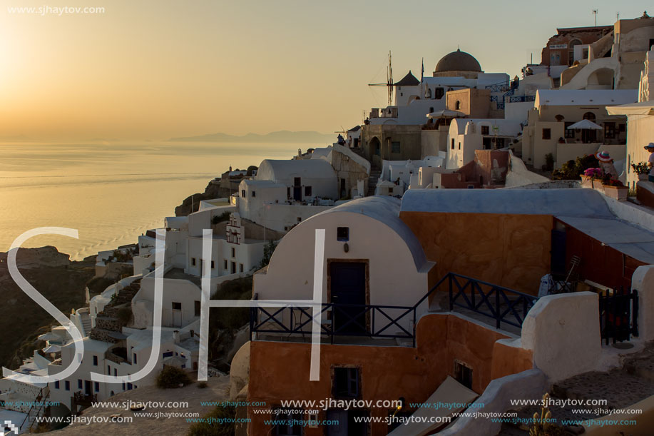 Sunset in Town of Oia, Santorini, Tira Island, Cyclades