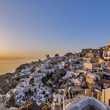 Sunset in Town of Oia, Santorini, Tira Island, Cyclades