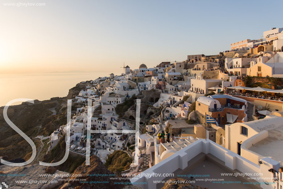 Sunset in Town of Oia, Santorini, Tira Island, Cyclades