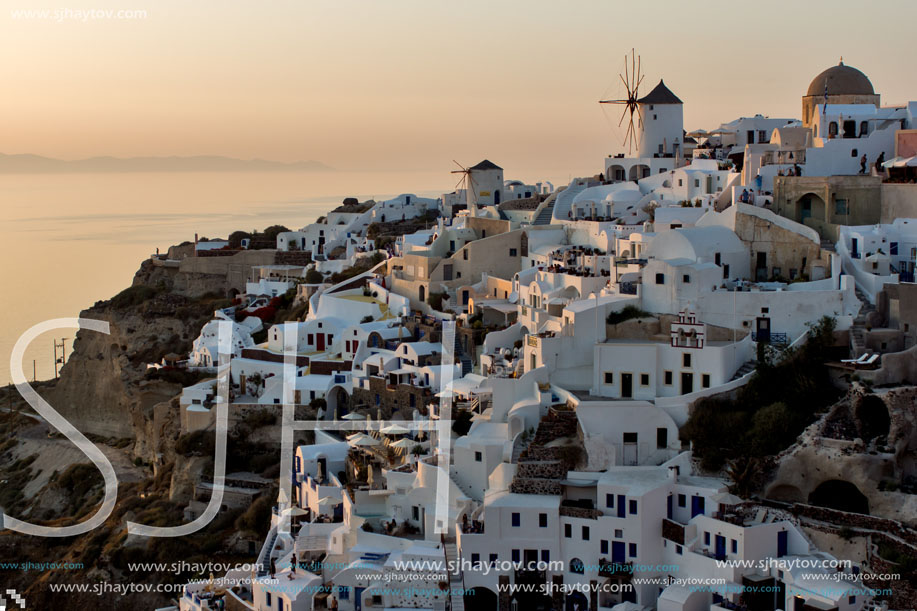 Sunset in Town of Oia, Santorini, Tira Island, Cyclades