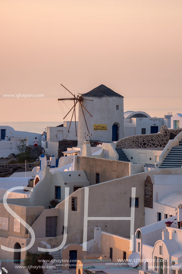 Sunset in Town of Oia, Santorini, Tira Island, Cyclades