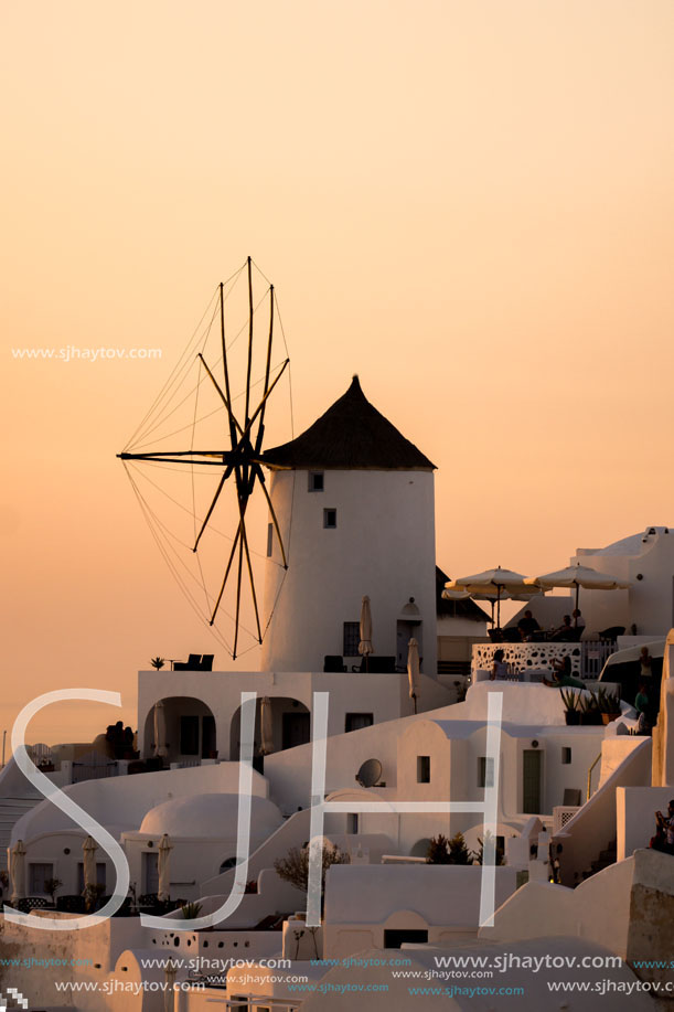 Sunset in Town of Oia, Santorini, Tira Island, Cyclades