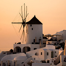 Sunset in Town of Oia, Santorini, Tira Island, Cyclades