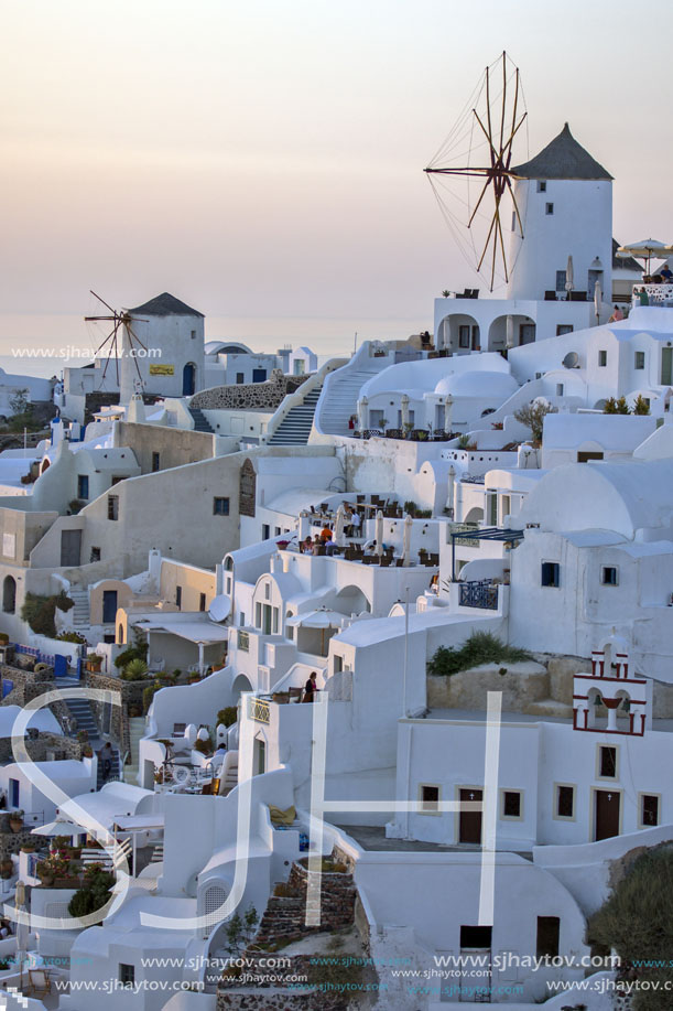 Sunset in Town of Oia, Santorini, Tira Island, Cyclades