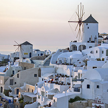 Sunset in Town of Oia, Santorini, Tira Island, Cyclades