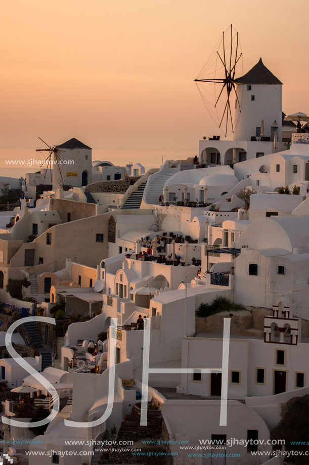 Sunset in Town of Oia, Santorini, Tira Island, Cyclades