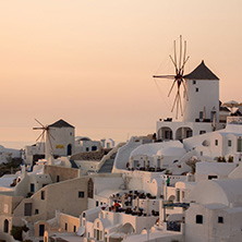 Sunset in Town of Oia, Santorini, Tira Island, Cyclades