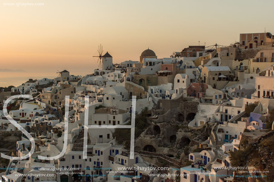 Sunset in Town of Oia, Santorini, Tira Island, Cyclades