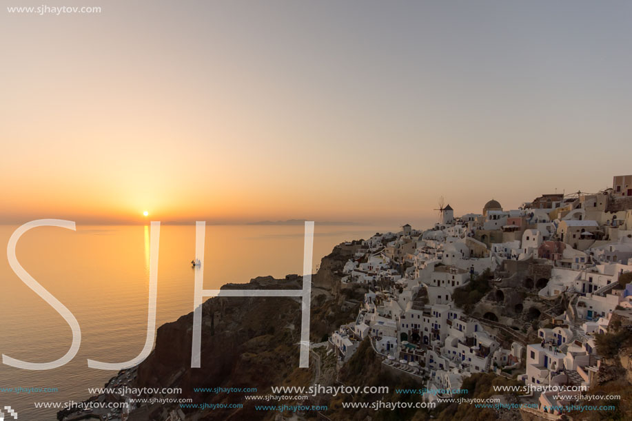 Sunset in Town of Oia, Santorini, Tira Island, Cyclades