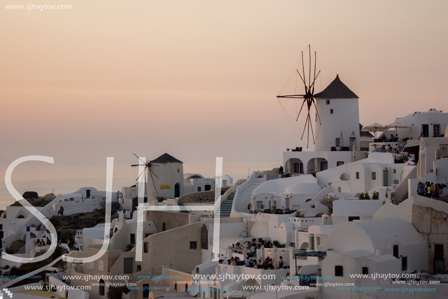 Sunset in Town of Oia, Santorini, Tira Island, Cyclades