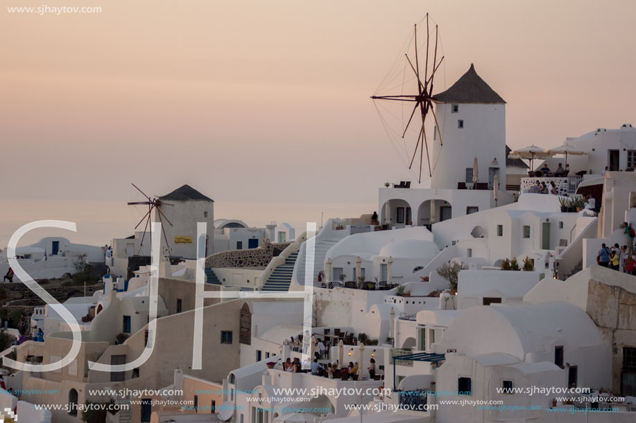 Sunset in Town of Oia, Santorini, Tira Island, Cyclades