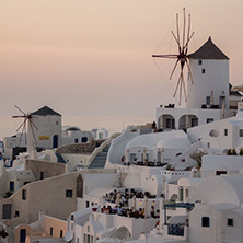 Sunset in Town of Oia, Santorini, Tira Island, Cyclades