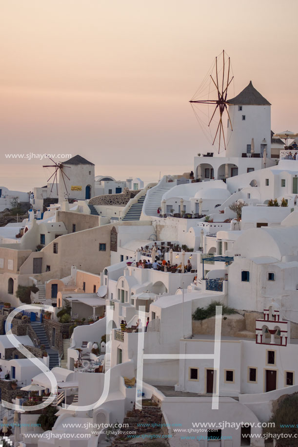 Sunset in Town of Oia, Santorini, Tira Island, Cyclades