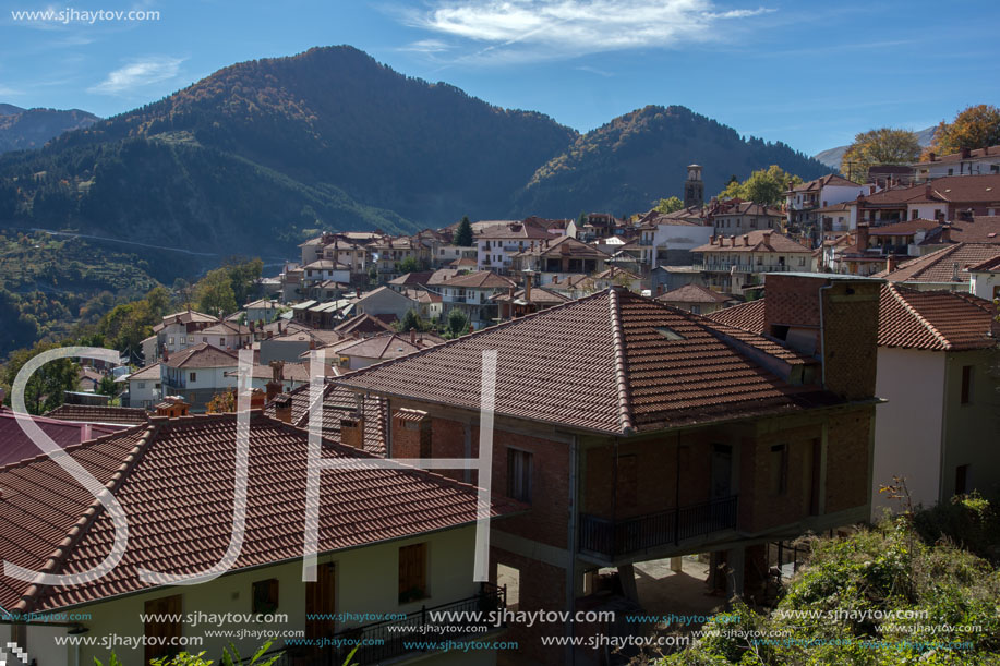 Roofs and valley of Town of Metsovo, Epirus, Greece