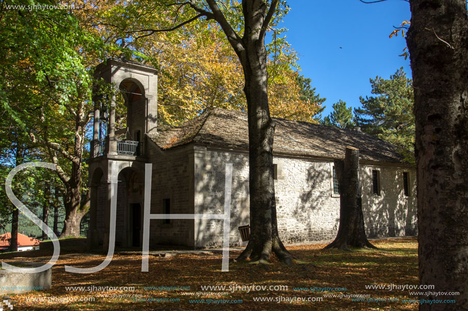 Church and Park in Town of Metsovo, Epirus, Greece