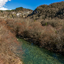 Kipoi village and mountain river, Pindus Mountains, Zagori, Epirus, Greece