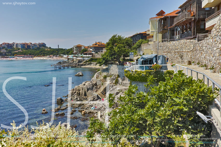 Panoramic view of embankment, Sozopol town, Bulgaria