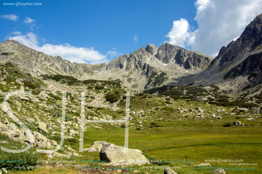 Amazing panorama of the Yalovarnika peaks in Pirin Mountain, Bulgaria