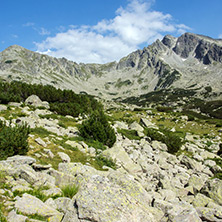Amazing panorama of the Yalovarnika peaks in Pirin Mountain, Bulgaria