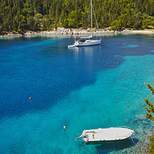 amazing panorama of Foki Fiskardo Beach, Kefalonia, Ionian islands, Greece