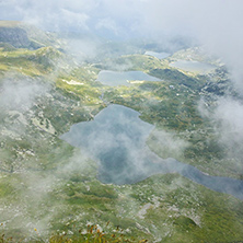 approaching fog over The Twin, The Trefoil, the Fish and The Lower Lakes, The Seven Rila Lakes, Bulgaria