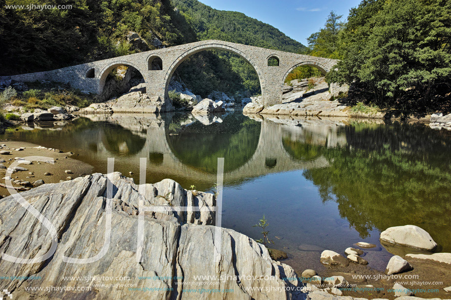 Amazing view of Devil Bridge near Ardino town, Kardzhali Region, Bulgaria