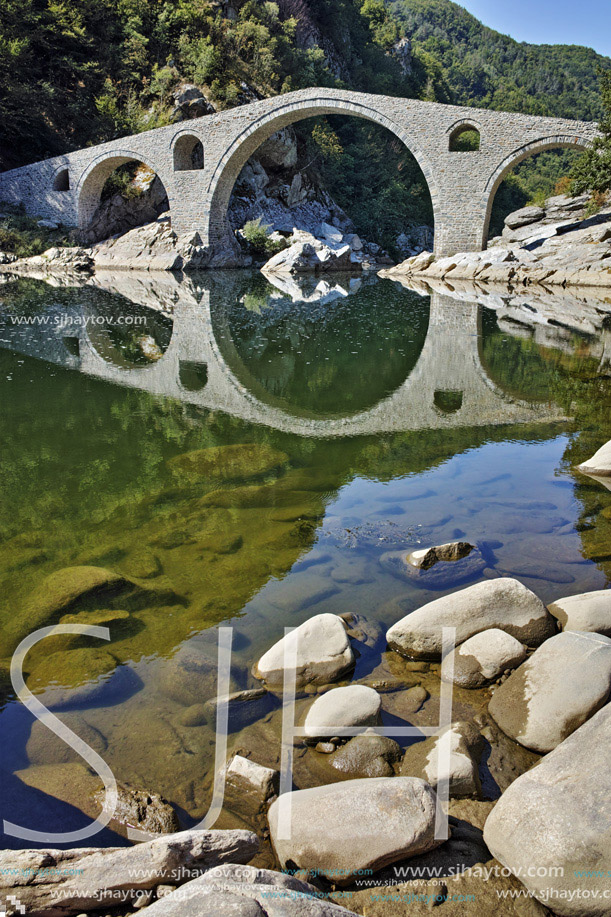 Amazing view of Devil Bridge near Ardino town, Kardzhali Region, Bulgaria