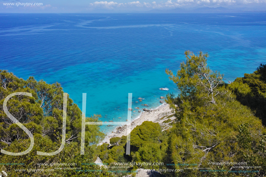 Amazing panorama of Kokkinos Vrachos Beach, Lefkada, Ionian Islands, Greece