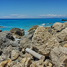 Amazing panorama of Megali Petra Beach, Lefkada, Ionian Islands, Greece