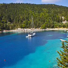 amazing panorama of Foki Fiskardo Beach, Kefalonia, Ionian islands, Greece