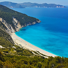 Panoramic View of beautiful Myrtos beach, Kefalonia, Ionian islands, Greece