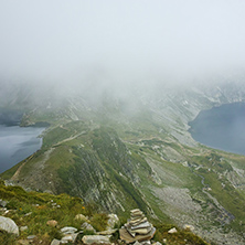 amazing Panorama of The Eye and The Kidney lakes, The Seven Rila Lakes, Bulgaria