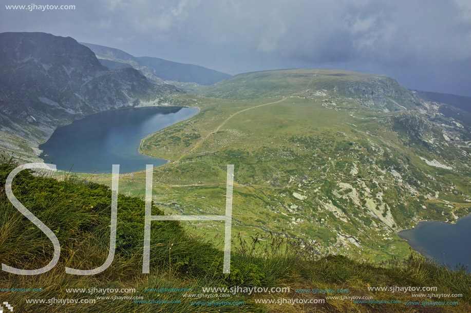 The Kidney lake in clouds, The Seven Rila Lakes, Bulgaria