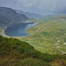 The Kidney lake in clouds, The Seven Rila Lakes, Bulgaria