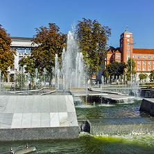Town Hall and Fountain in the center of City of Pleven, Bulgaria