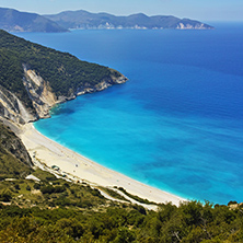 Panoramic View of beautiful Myrtos beach, Kefalonia, Ionian islands, Greece