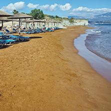 Panorama of Xi Beach,  beach with red sand in Kefalonia, Ionian islands, Greece