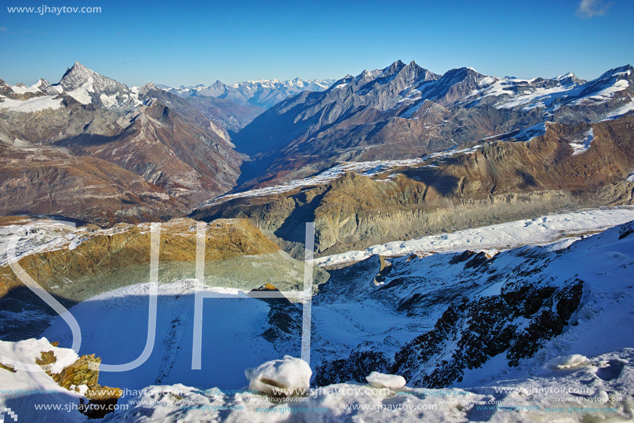 Panorama toward  village of Zermatt, Alps, Switzerland