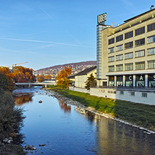 Cityscape of Sihl river in the city of Zurich, Switzerland