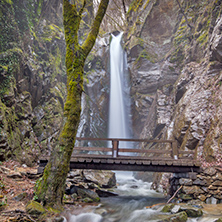 Kameshnishki Waterfall in deep forest, Belasitsa Mountain, Bulgaria
