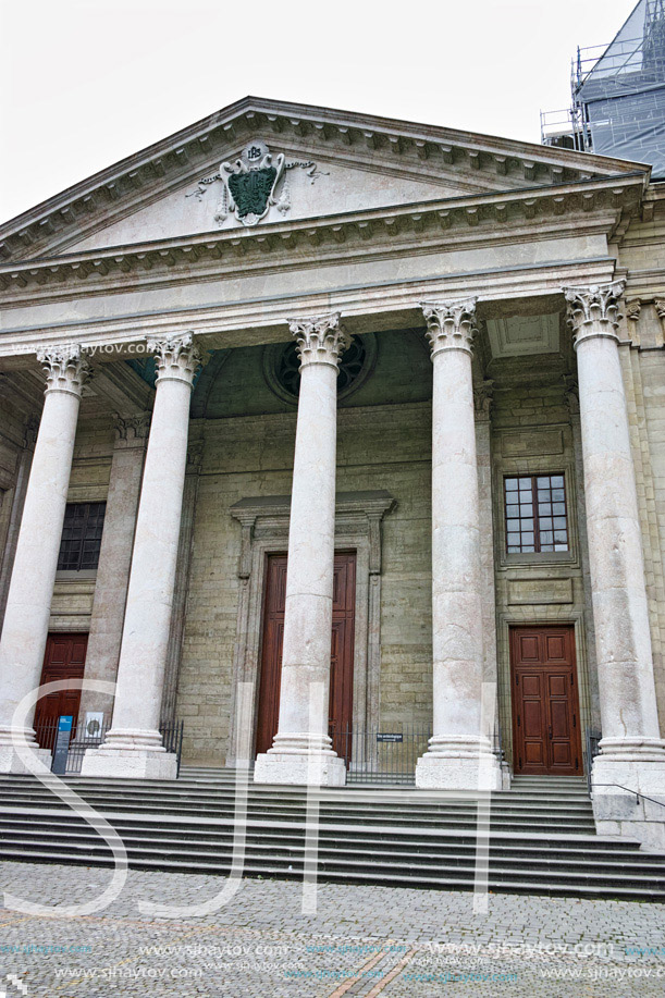 The front view of St. Pierre Cathedral in Geneva, Switzerland