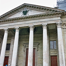 The front view of St. Pierre Cathedral in Geneva, Switzerland