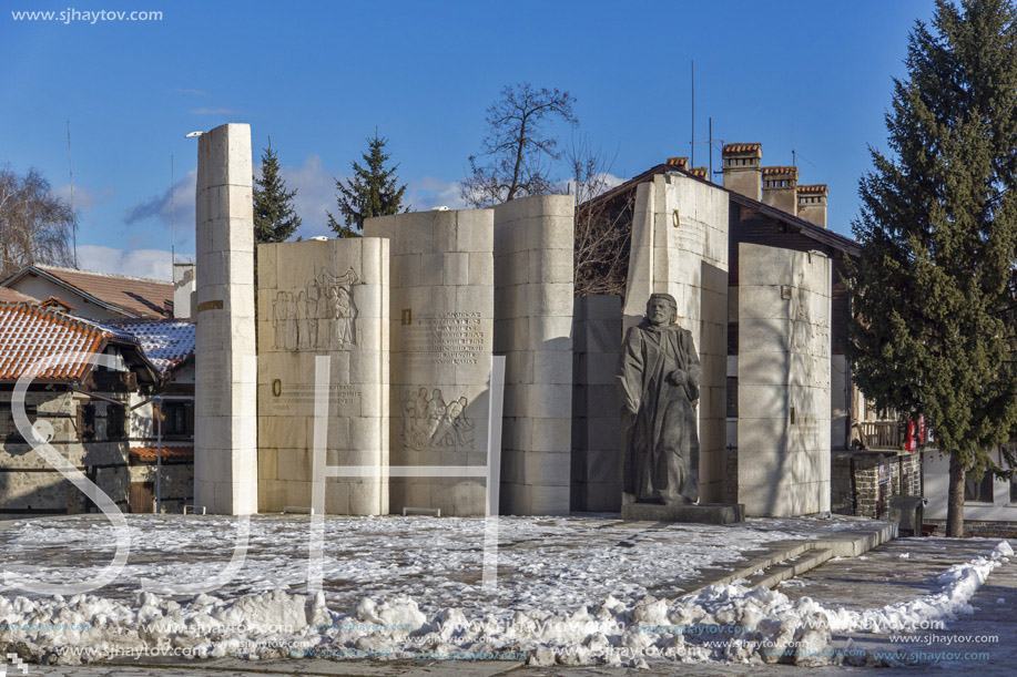 Monument of Saint Paisius of Hilendar in the center of town of Bansko,  Blagoevgrad region, Bulgaria