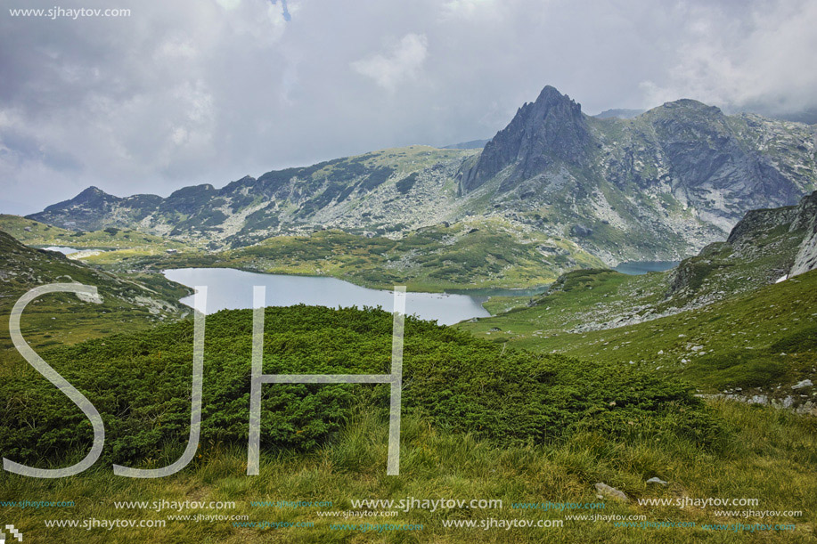 amazing Panorama of The Twin lake, The Seven Rila Lakes, Bulgaria